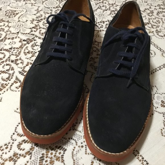 Men's Cole Haan Shoes Blue Suede BUCK Skin Leather Oxfords Mad Men Draper 9 M - Picture 1 of 11